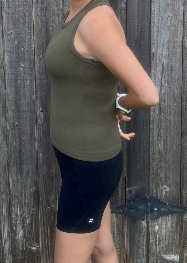 Gracyn Ribbed Fitted Tank-Olive