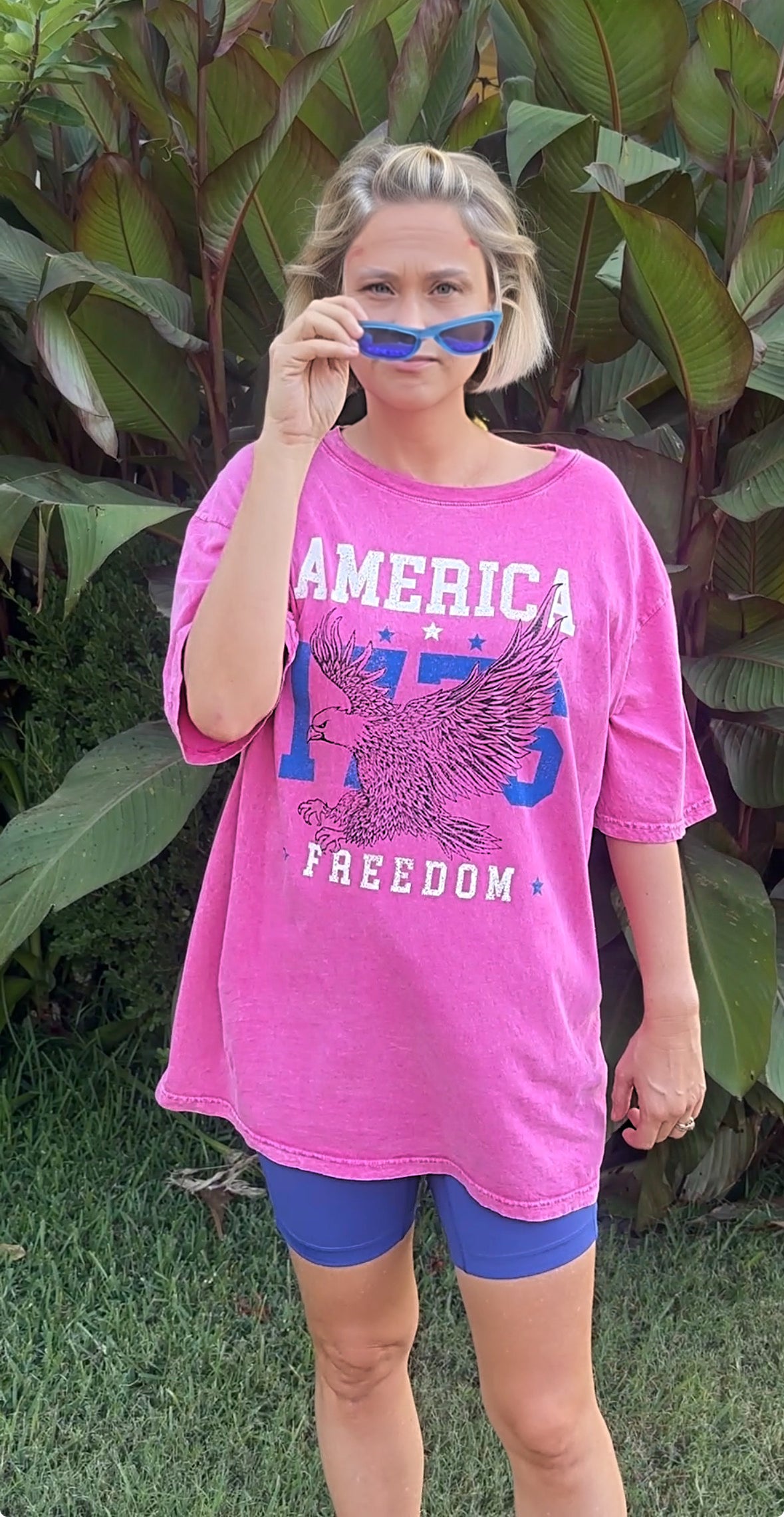 Liberty 1776 Tee- Washed Magenta