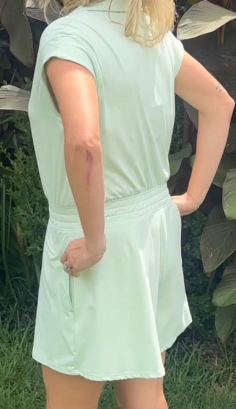Oaklynn Short Sleeve Romper in Mist