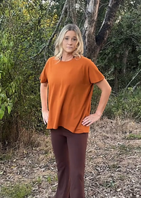 Allie Oversized Cotton Tee-Burned Orange