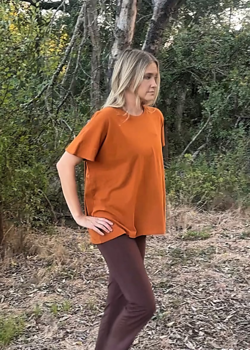 Allie Oversized Cotton Tee-Burned Orange