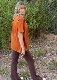 Allie Oversized Cotton Tee-Burned Orange