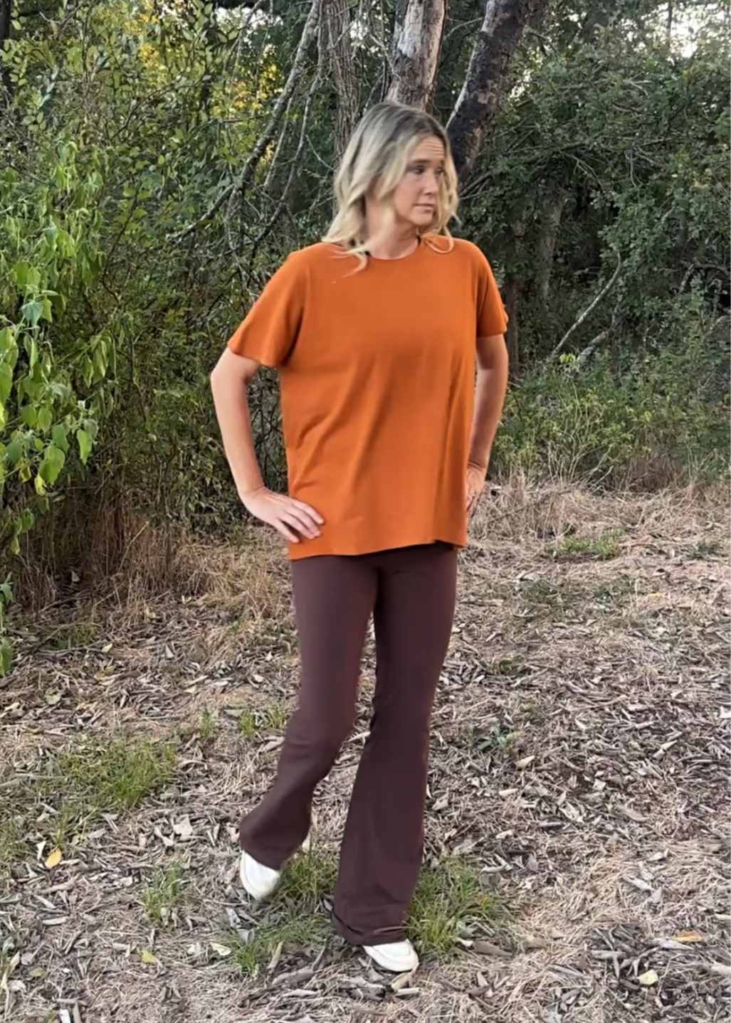 Allie Oversized Cotton Tee-Burned Orange