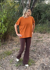 Allie Oversized Cotton Tee-Burned Orange