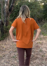 Allie Oversized Cotton Tee-Burned Orange