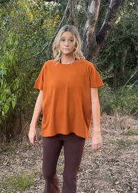 Allie Oversized Cotton Tee-Burned Orange
