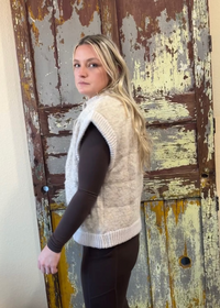 Ashlan Button Down Vest-Beige