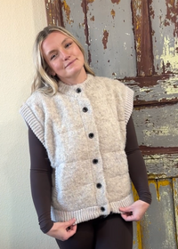 Ashlan Button Down Vest-Beige