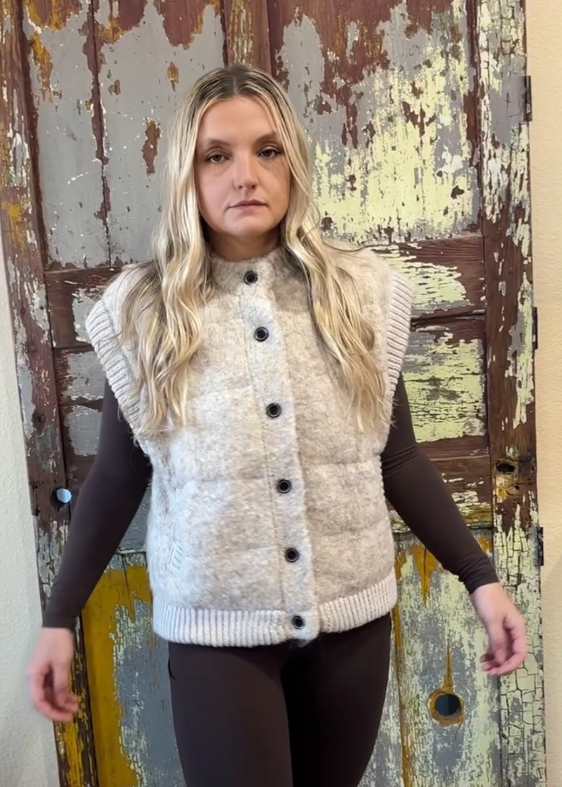 Ashlan Button Down Vest-Beige