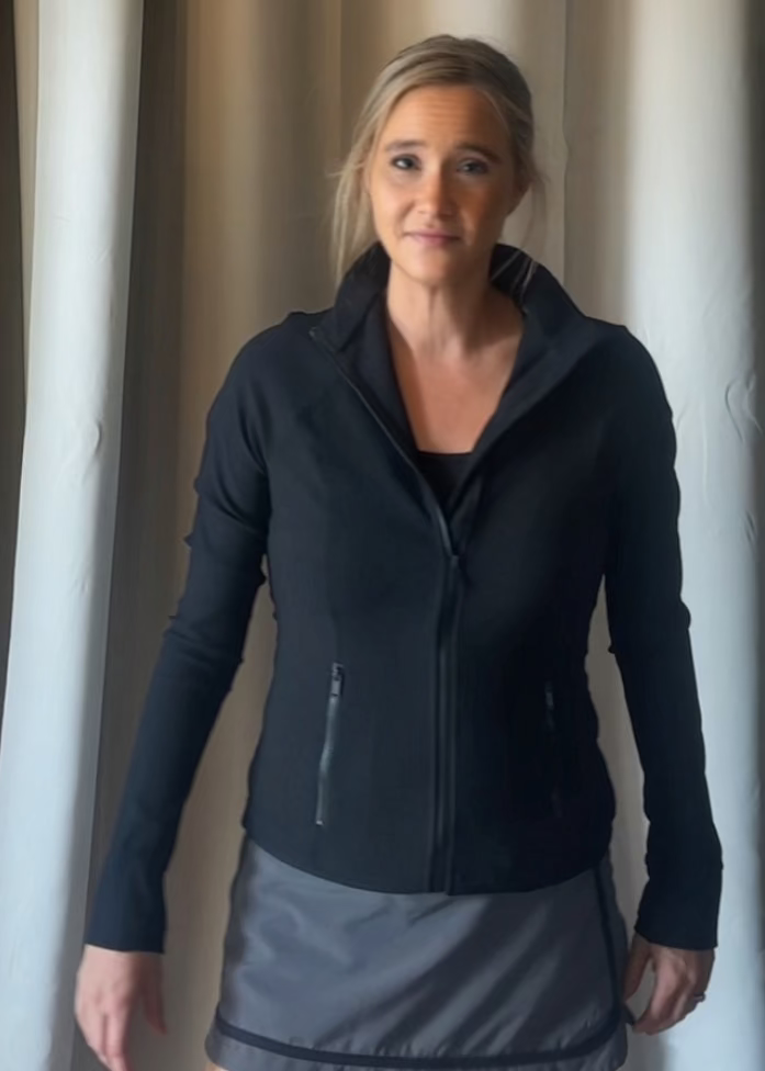 Ava Ribbed Running Jacket-Black