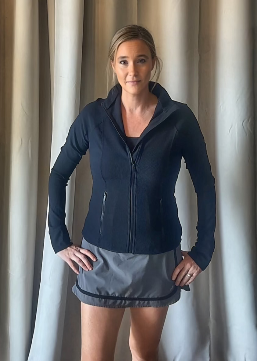 Ava Ribbed Running Jacket-Black