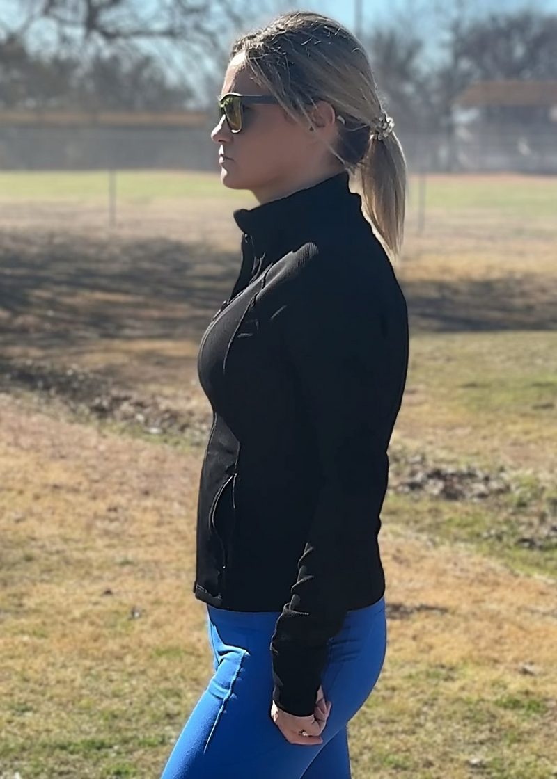 Ava Ribbed Running Jacket-Black