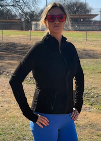 Ava Ribbed Running Jacket-Black