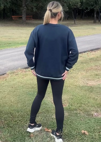 Brielle Varsity Trim Sweatshirt-Navy