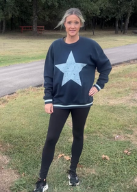 Brielle Varsity Trim Sweatshirt-Navy