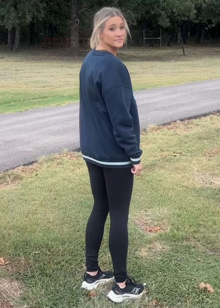 Brielle Varsity Trim Sweatshirt-Navy