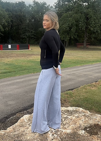 Brooke Wide Leg Lounge Pants-Heather Grey