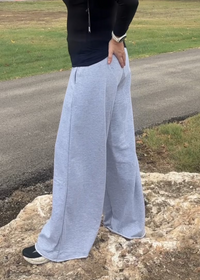 Brooke Wide Leg Lounge Pants-Heather Grey