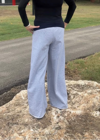 Brooke Wide Leg Lounge Pants-Heather Grey