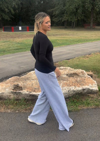 Brooke Wide Leg Lounge Pants-Heather Grey