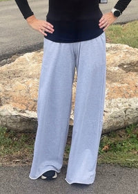 Brooke Wide Leg Lounge Pants-Heather Grey
