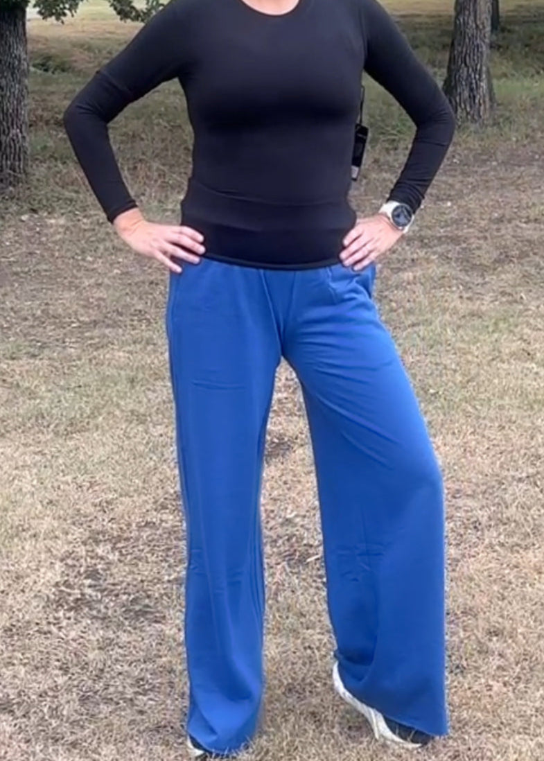 Brooke Wide Leg Lounge Pants-Dark Royal