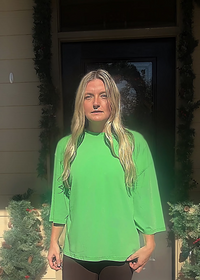 Carlee 3/4 Sleeve Boxy Tee-Green