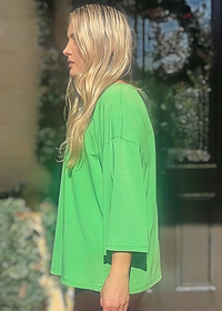 Carlee 3/4 Sleeve Boxy Tee-Green