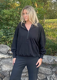 Ciara Half Zip Hoodie -Black
