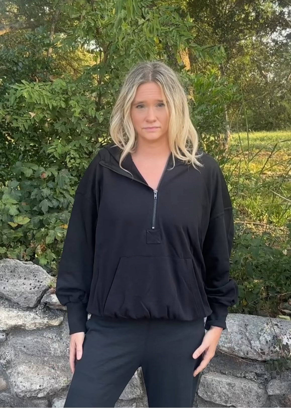 Ciara Half Zip Hoodie -Black
