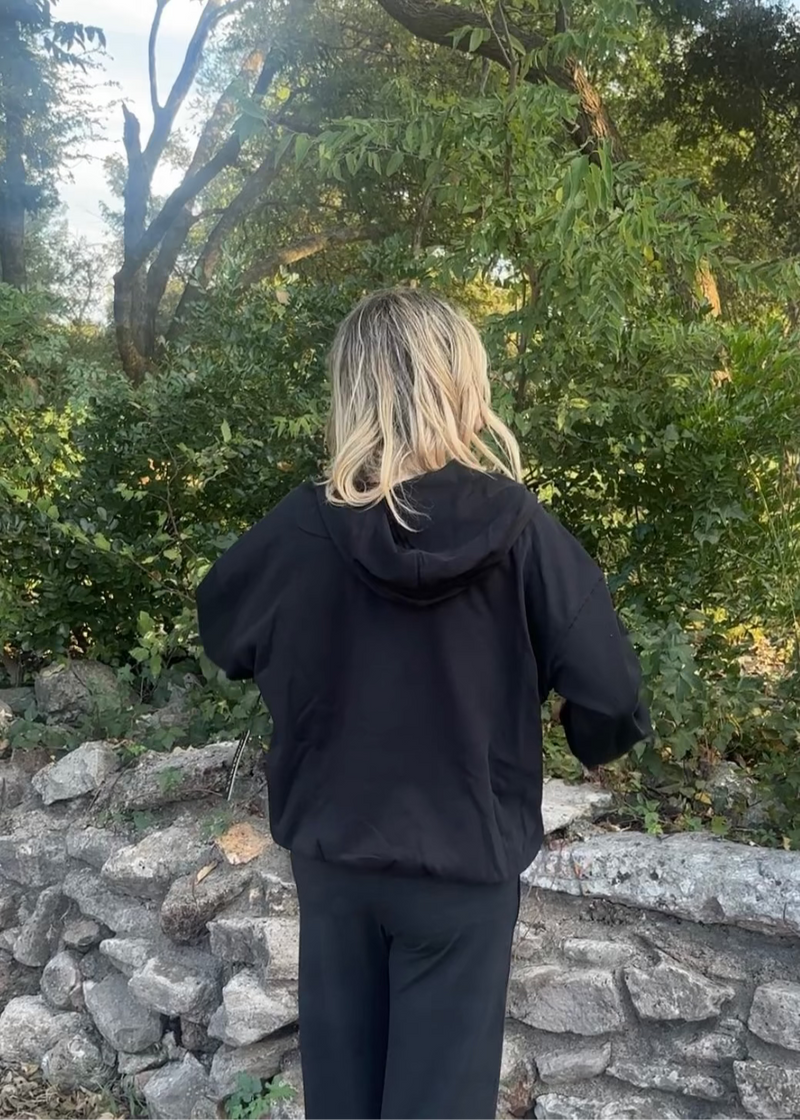 Ciara Half Zip Hoodie -Black