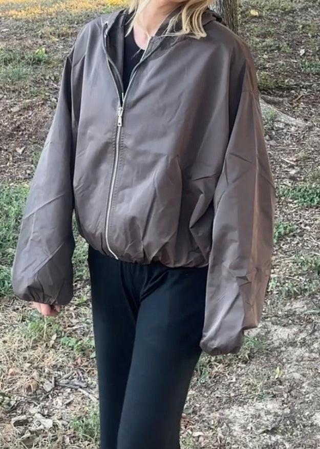 Hazel Elastic Hemmed Jacket in Cocoa