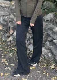 High Waist Wide Leg Pants-Black