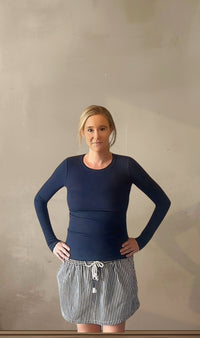 Willow LS Ribbed Top-Navy