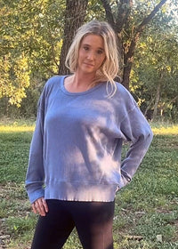 Jetty Thermal Knit Pullover-Cornflower