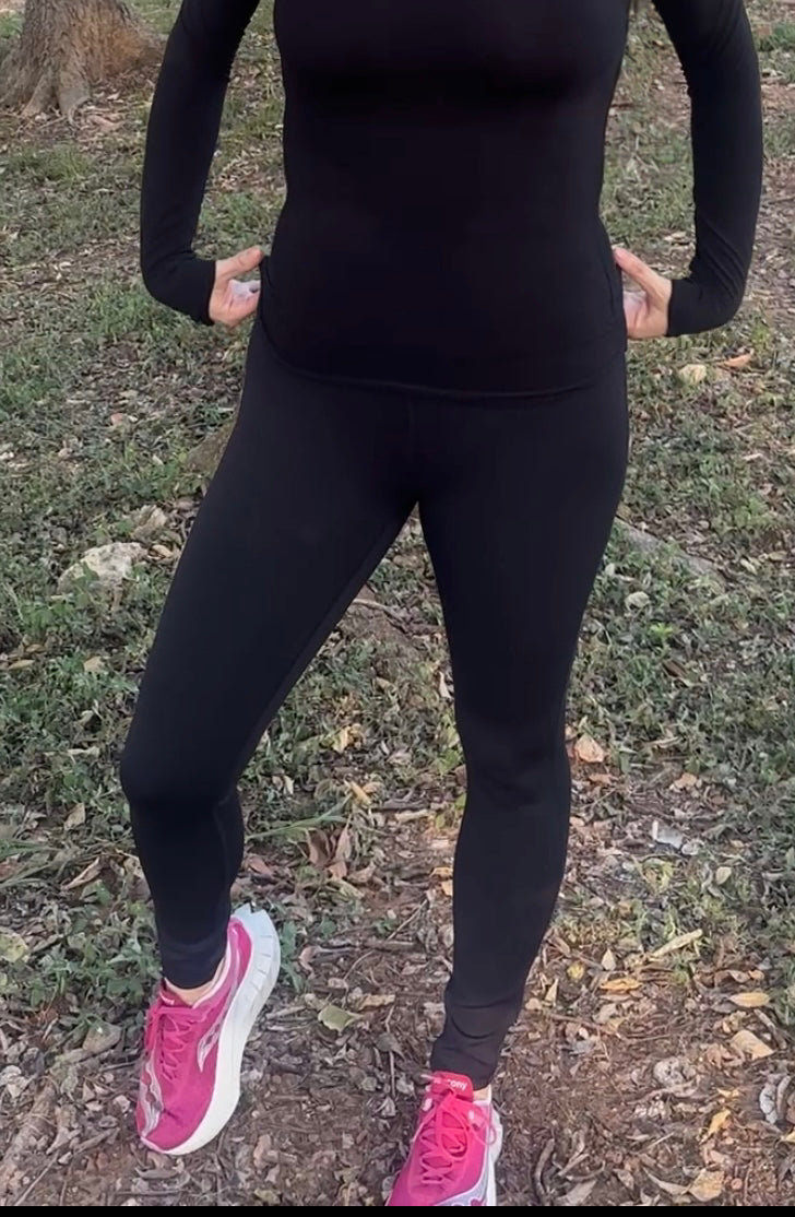 Kyle High Waist Ribbed Leggings-Black