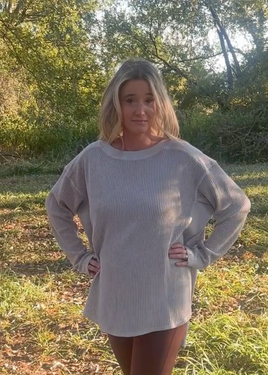 Landry Waffle Knit Pullover-Taupe
