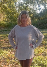 Landry Waffle Knit Pullover-Taupe