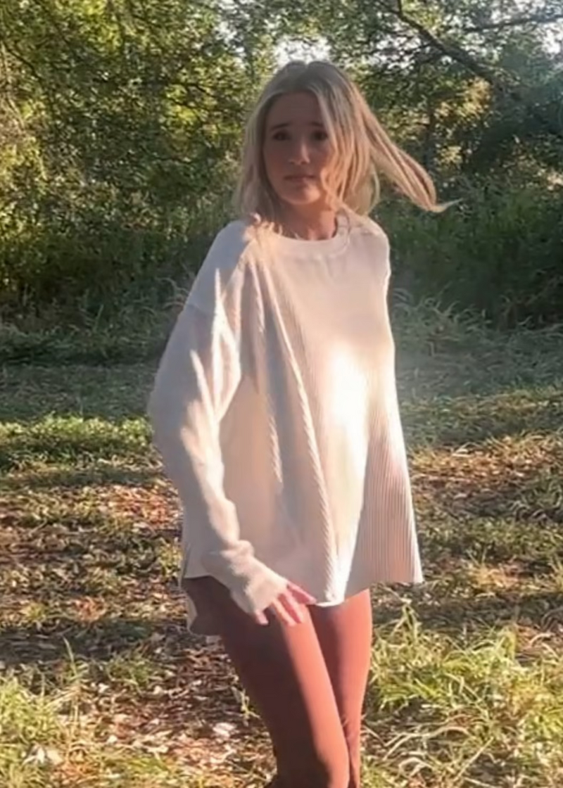 Landry Waffle Knit Pullover-Taupe