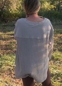 Landry Waffle Knit Pullover-Taupe