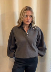 Linley Snap Button Sweatshirt- Mushroom