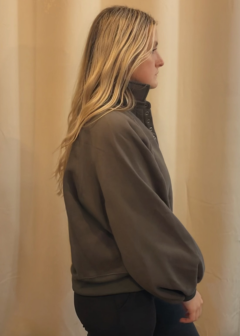 Linley Snap Button Sweatshirt- Mushroom