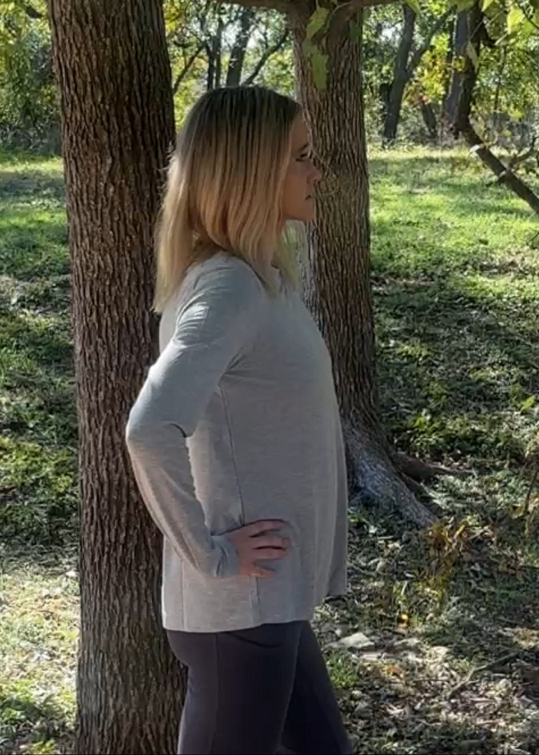 Maggie Long Sleeve Tee-Grey