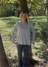 Maggie Long Sleeve Tee-Grey