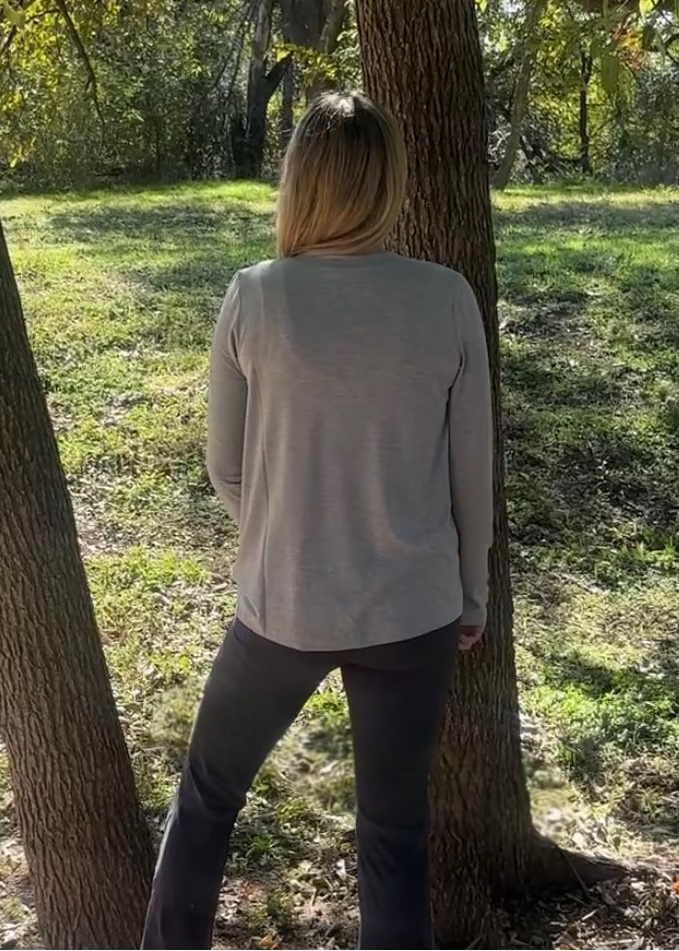 Maggie Long Sleeve Tee-Grey