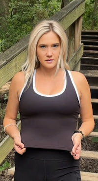 Monica Athletic Tank-Black/White