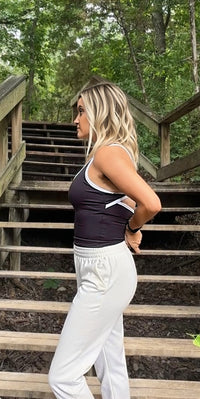 Monica Athletic Tank-Black/White