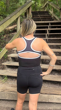 Monica Athletic Tank-Black/White