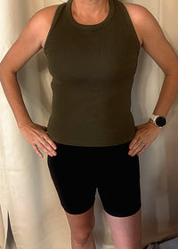 Gracyn Ribbed Fitted Tank-Olive