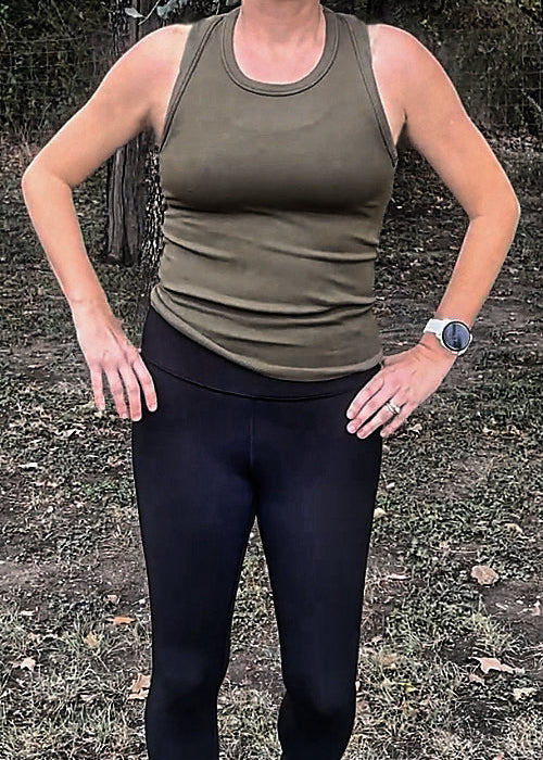 Gracyn Ribbed Fitted Tank-Olive